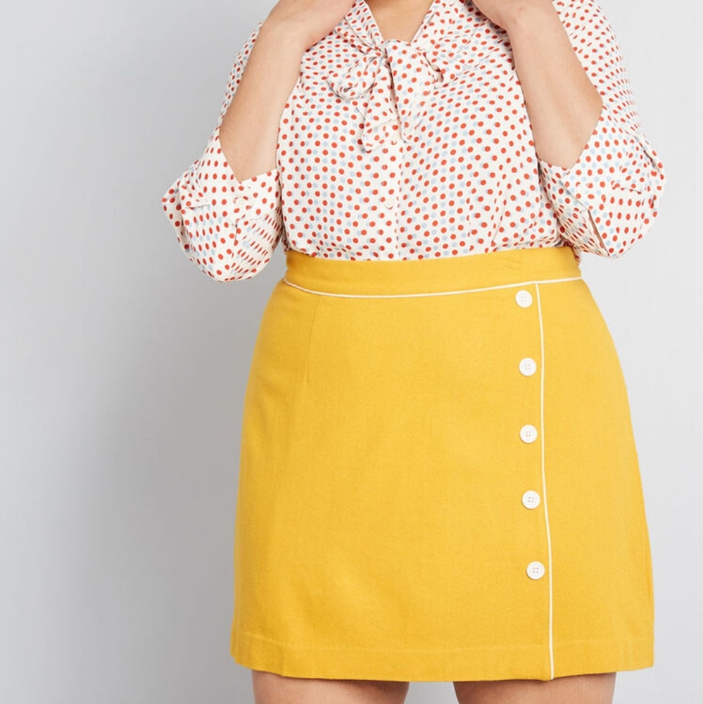Modcloth Own the Era Mustard Wool Blend Mini Skirt